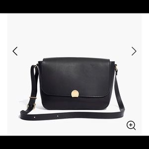 Black leather, “abroad shoulder bag” madewell. NWT